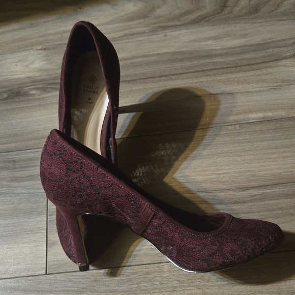 Call It Spring Shoes - Call It Spring Women's Burgundy Lace Heels
